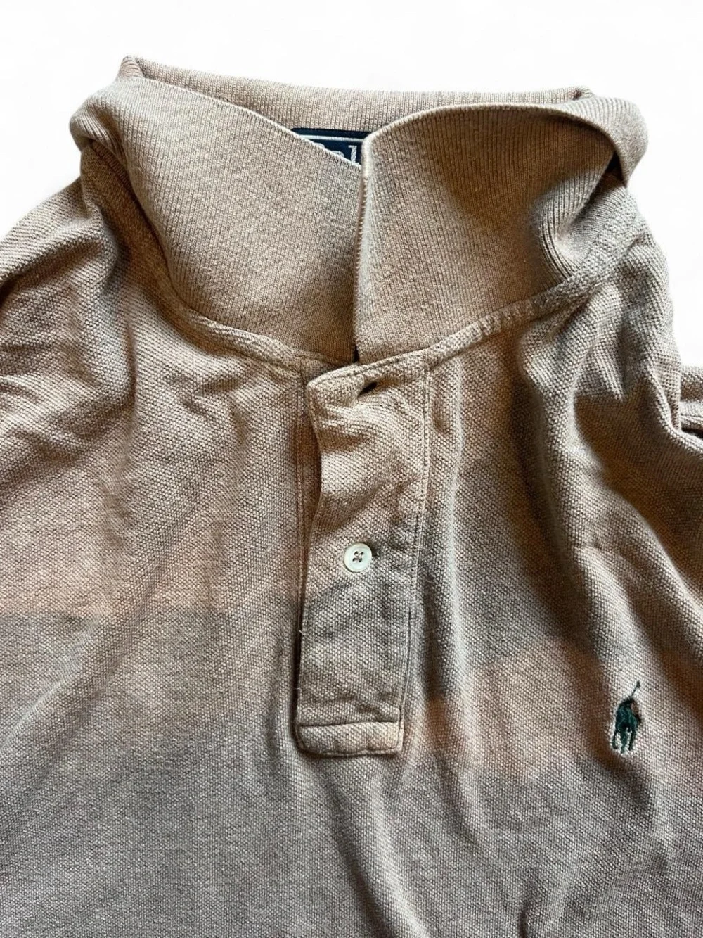 Vintage made in the USA Polo by Ralph Lauren XL Long Sleeve Polo - Beige
